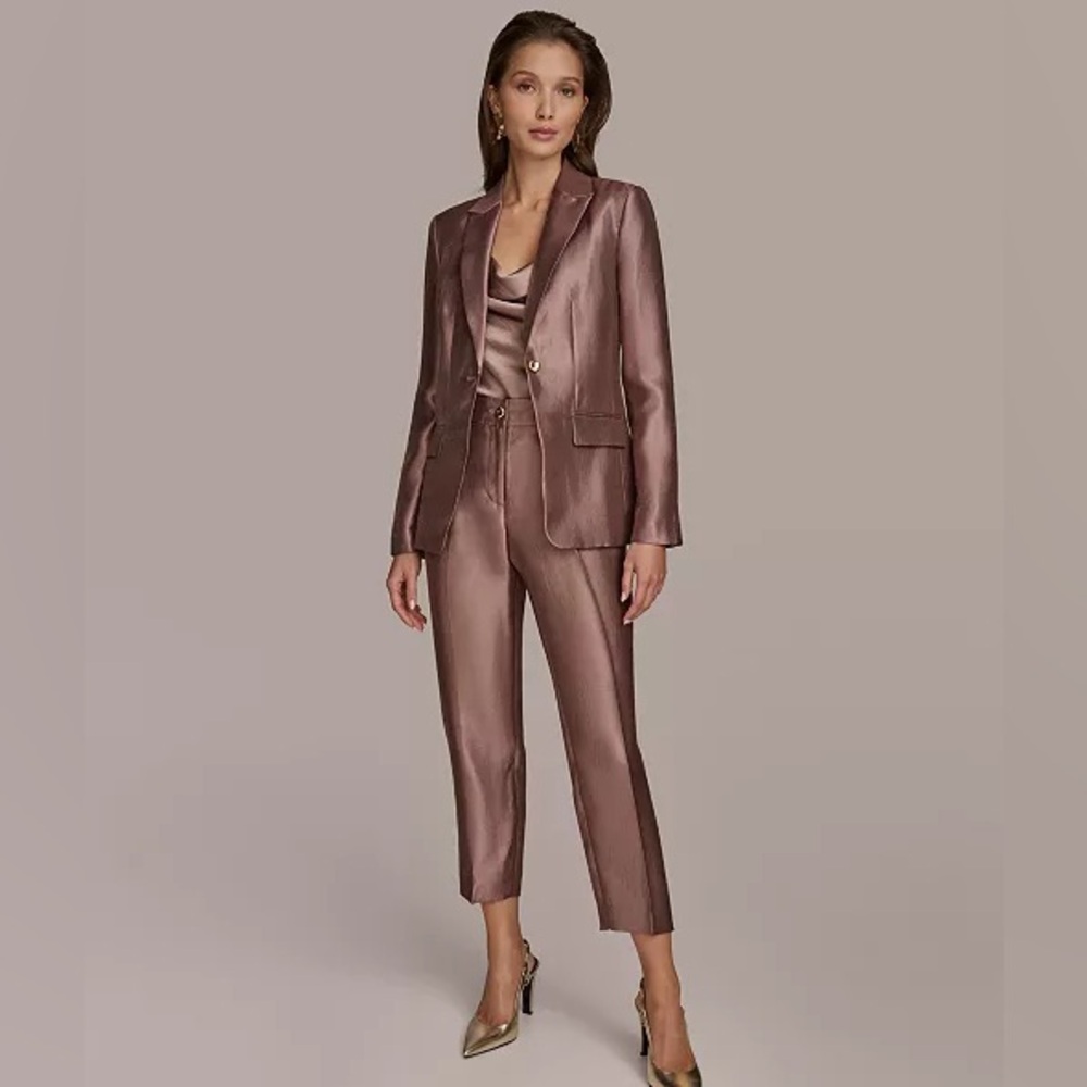 Donna Karan Metallic Bronze Blazer & Cropped Pants